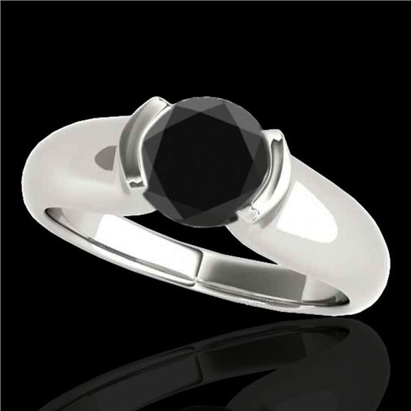 1 ctw Certified VS Black Diamond Solitaire Ring 10k White Gold - REF-46G4W