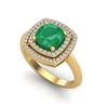 Image 2 : 2.52 ctw Emerald & Micro VS/SI Diamond Pave Ring 18k Yellow Gold - REF-55Y2X