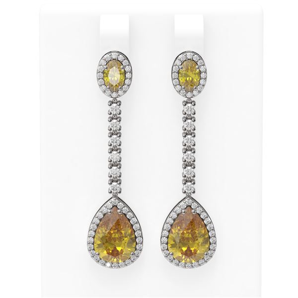 8.05 ctw Canary Citrine & DiamondEarrings 18K White Gold - REF-168R2K