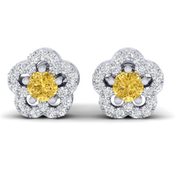 0.65 ctw Citrine & Micro Pave VS/SI Diamond Earrings 10k White Gold - REF-25A3N