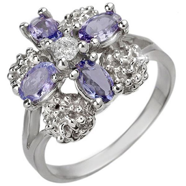 0.83 ctw Tanzanite & Diamond Ring 10k White Gold - REF-23H5R