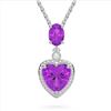 Image 1 : 4 ctw Amethyst & VS/SI Diamond Designer Heart Necklace 10k White Gold - REF-21A3N