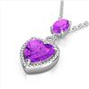 Image 2 : 4 ctw Amethyst & VS/SI Diamond Designer Heart Necklace 10k White Gold - REF-21A3N