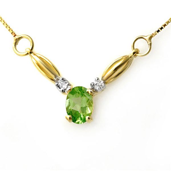 1.30 ctw Peridot & Diamond Necklace 10k Yellow Gold - REF-13Y9X