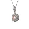 Image 1 : 3.92 ctw Morganite & Diamond Victorian Necklace 14K White Gold - REF-167X5A