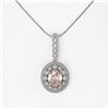 Image 2 : 3.92 ctw Morganite & Diamond Victorian Necklace 14K White Gold - REF-167X5A