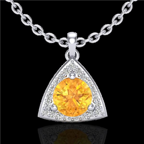 1.50 ctw Citrine & Micro Pave VS/SI Diamond Necklace 18k White Gold - REF-25H9R