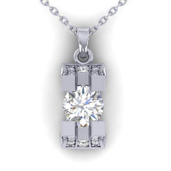 1.15 ctw VS/SI Diamond Art Deco Stud Necklace 14k White Gold - REF-143X6A
