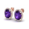Image 1 : 5 ctw Amethyst & Micro Pave VS/SI Diamond Earrings 14k Rose Gold - REF-53X5A