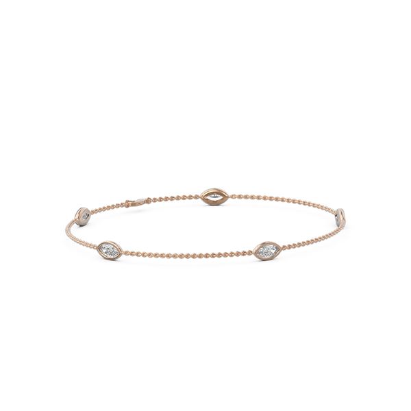 1.25 ctw Marquise Diamond Station Bracelet 18K Rose Gold - REF-224Y4X