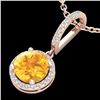 Image 1 : 2 ctw Citrine & Micro Pave VS/SI Diamond Necklace 14k Rose Gold - REF-33M5G
