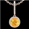 Image 2 : 2 ctw Citrine & Micro Pave VS/SI Diamond Necklace 14k Rose Gold - REF-33M5G