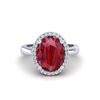 Image 1 : 3 ctw Ruby & Micro Pave VS/SI Diamond Certified Ring 18k White Gold - REF-50M3G
