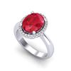 Image 2 : 3 ctw Ruby & Micro Pave VS/SI Diamond Certified Ring 18k White Gold - REF-50M3G