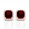 Image 1 : 6 ctw Garnet & Micro Pave VS/SI Diamond Halo Earrings 14k Rose Gold - REF-50F8M