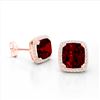 Image 2 : 6 ctw Garnet & Micro Pave VS/SI Diamond Halo Earrings 14k Rose Gold - REF-50F8M