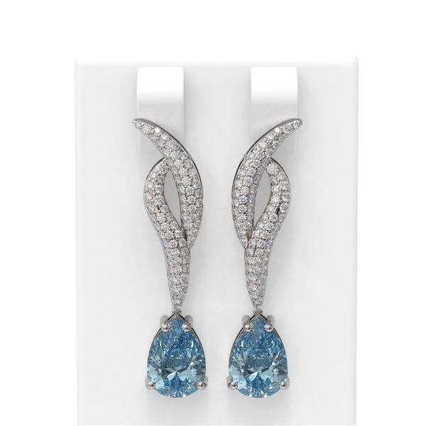 4.67 ctw Blue Topaz & Diamond Earrings 18K White Gold - REF-139K5Y