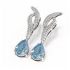 Image 3 : 4.67 ctw Blue Topaz & Diamond Earrings 18K White Gold - REF-139K5Y