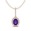 Image 1 : 1.75 ctw Amethyst & Micro Pave VS/SI Diamond Necklace 14k Rose Gold - REF-41X3A