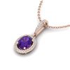 Image 2 : 1.75 ctw Amethyst & Micro Pave VS/SI Diamond Necklace 14k Rose Gold - REF-41X3A