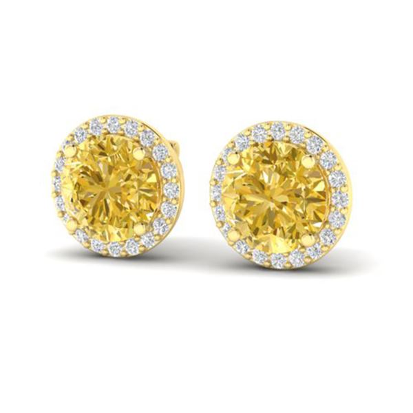 4 ctw Citrine & Halo VS/SI Diamond Micro Pave Earrings 18k Yellow Gold - REF-49G3W