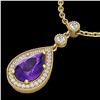 Image 1 : 2.25 ctw Amethyst & Micro Pave VS/SI Diamond Necklace 18k Yellow Gold - REF-38Y8X