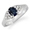 Image 1 : 0.90 ctw Blue Sapphire & Diamond Ring 10k White Gold - REF-27G3W