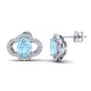 Image 2 : 4 ctw Aquamarine & Micro Pave VS/SI Diamond Earrings 10k White Gold - REF-51H3R