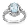 Image 1 : 2.90 ctw Aquamarine & Diamond Ring 14k White Gold - REF-89K3Y
