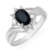Image 1 : 1.03 ctw Blue Sapphire & Diamond Ring 10k White Gold - REF-12K3Y