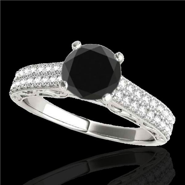 1.41 ctw Certified VS Black Diamond Solitaire Antique Ring 10k White Gold - REF-47X6A