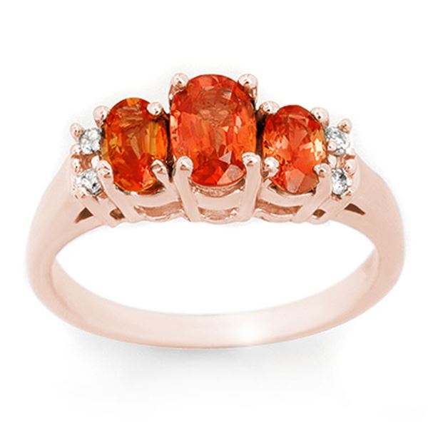 1.14 ctw Orange Sapphire & Diamond Ring 14k Rose Gold - REF-28H4R