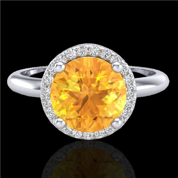 2 ctw Citrine & Micro VS/SI Diamond Ring Designer 18k White Gold - REF-45R2K