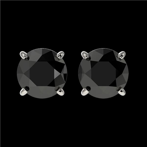 1.50 ctw Fancy Black Diamond Solitaire Stud Earrings 10k White Gold - REF-31Y3X
