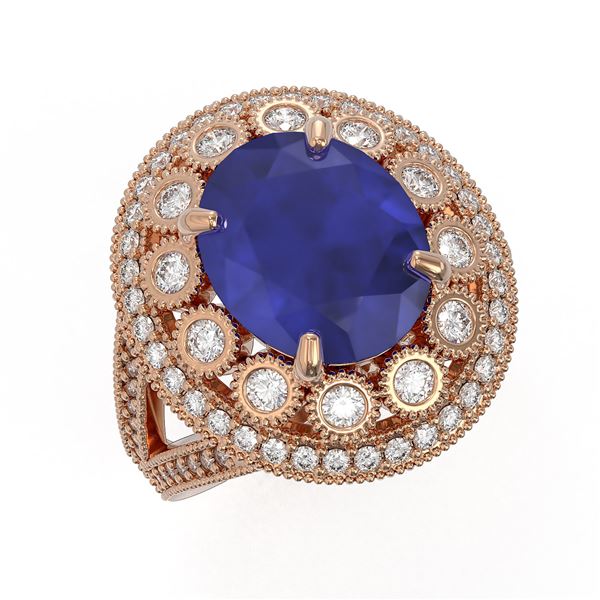 8.76 ctw Certified Sapphire & Diamond Victorian Ring 14K Rose Gold - REF-200K9Y