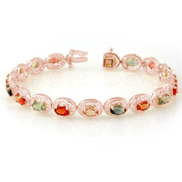 12.90 ctw Multi-color Sapphire Bracelet 10k Rose Gold - REF-118A2N