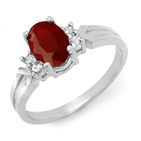1.29 ctw Ruby & Diamond Ring 18k White Gold - REF-25Y3X