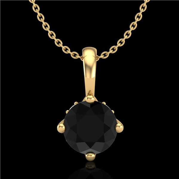 0.82 ctw Fancy Black Diamond Art Deco Stud Necklace 18k Yellow Gold - REF-32M8G