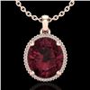 Image 1 : 11 ctw Garnet & Micro Pave VS/SI Diamond Necklace 14k Rose Gold - REF-48G2W