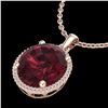 Image 2 : 11 ctw Garnet & Micro Pave VS/SI Diamond Necklace 14k Rose Gold - REF-48G2W