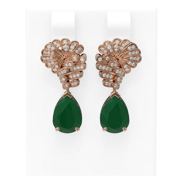 7.73 ctw Emerald & Diamond Earrings 18K Rose Gold - REF-178G2W