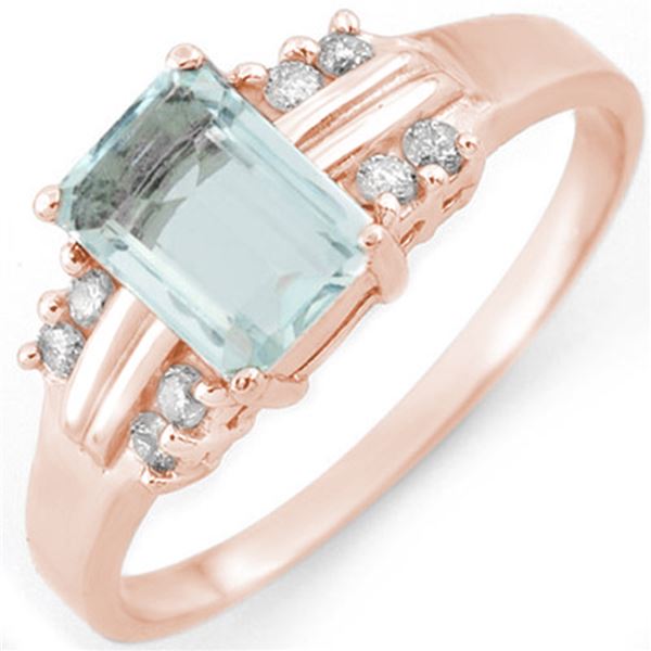 1.41 ctw Aquamarine & Diamond Ring 18k Rose Gold - REF-32N2F