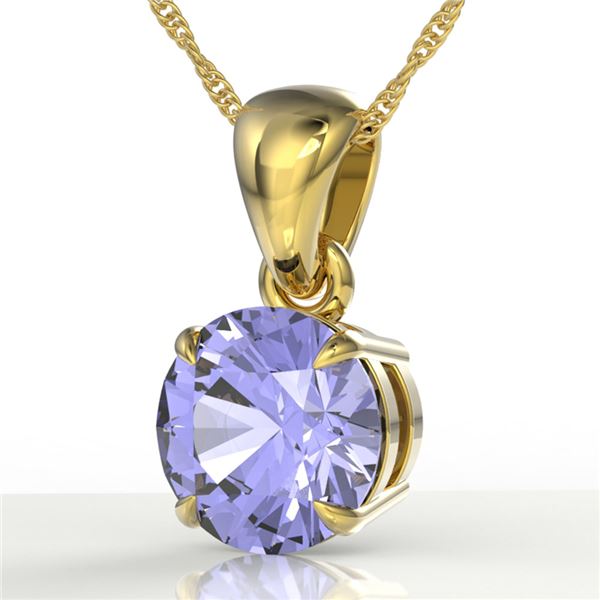 2 ctw Tanzanite Designer Solitaire Necklace 18k Yellow Gold - REF-32G8W