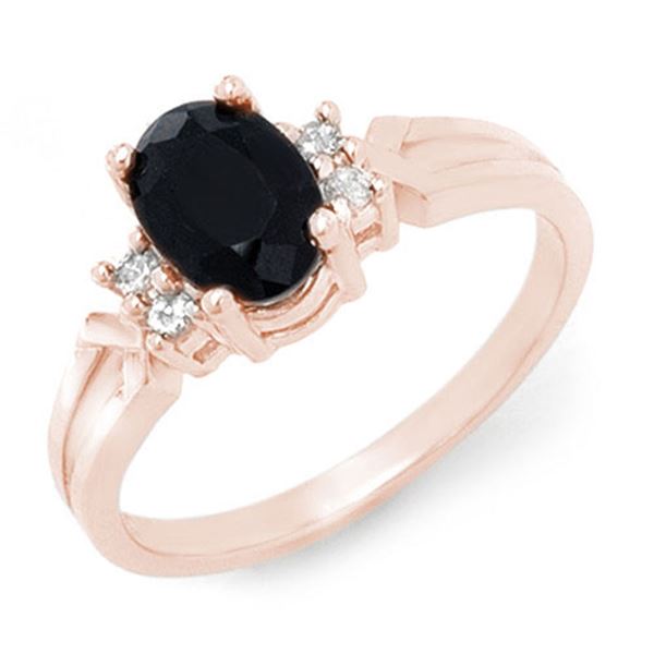 1.29 ctw Blue Sapphire & Diamond Ring 14k Rose Gold - REF-23Y9X