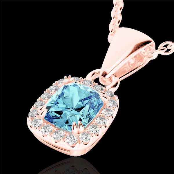 1.25 ctw Sky Blue Topaz & Micro VS/SI Diamond Necklace 10k Rose Gold - REF-20R5K