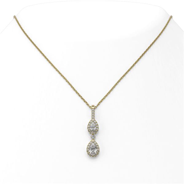 1.25 ctw Pear Cut Diamond Designer Necklace 18K Yellow Gold - REF-141F4M