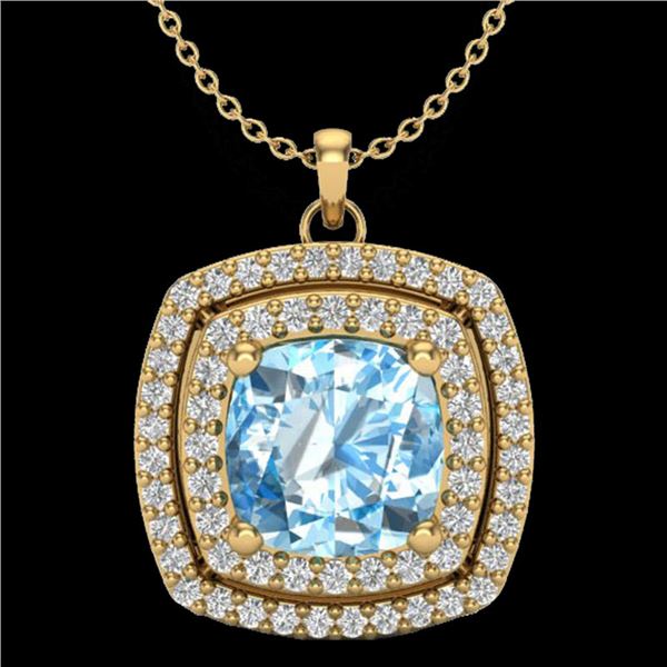 2.08 ctw Sky Blue Topaz & Micro Pave Diamond Necklace 18k Yellow Gold - REF-51A4N