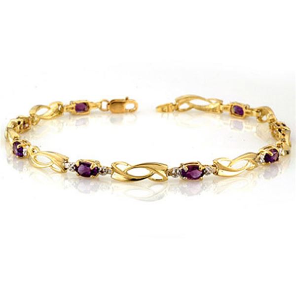 2.02 ctw Amethyst & Diamond Bracelet 10k Yellow Gold - REF-19K8Y