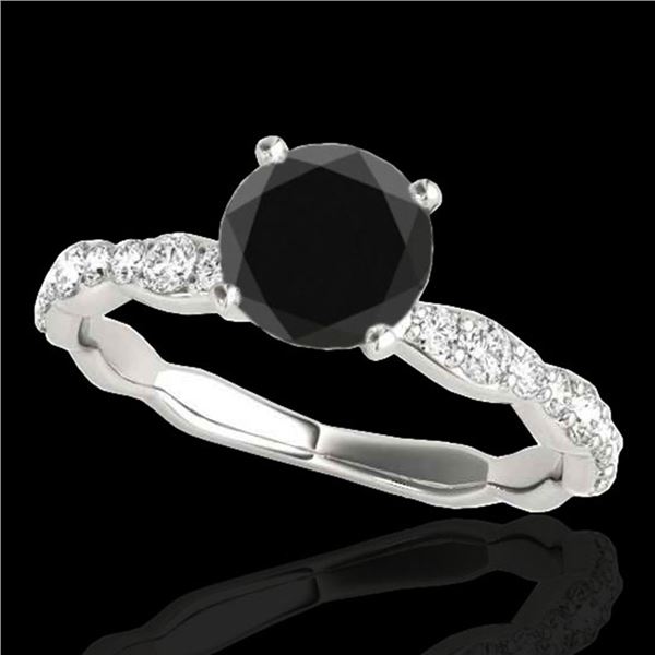 1.4 ctw Certified VS Black Diamond Solitaire Ring 10k White Gold - REF-42F3M