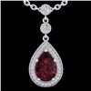 Image 2 : 2.25 ctw Garnet & Micro VS/SI Diamond Necklace Designer 18k White Gold - REF-34R3K